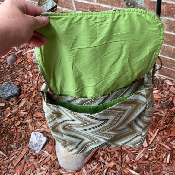 Cherella Blue, green & brown Floral unique crossbody or shoulder handbag - Picture 11 of 11